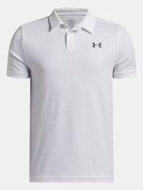 Under Armour UA Matchplay Polo White with Grey Logo Boys Youth Size Large NEW!
